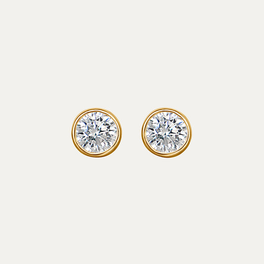 Mono Stud Earrings in Yellow Gold