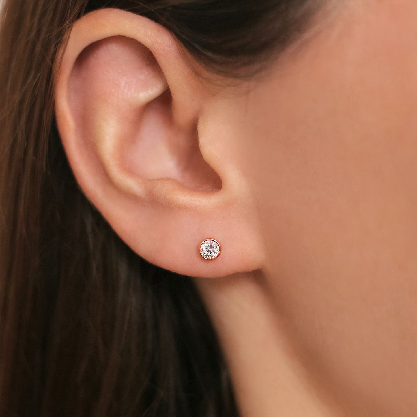 Mono Stud Earrings in Rose Gold